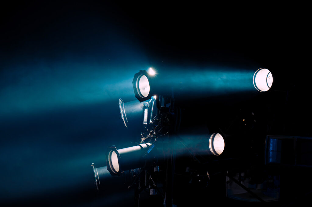 Château de Drogenbos Spot lights blue white